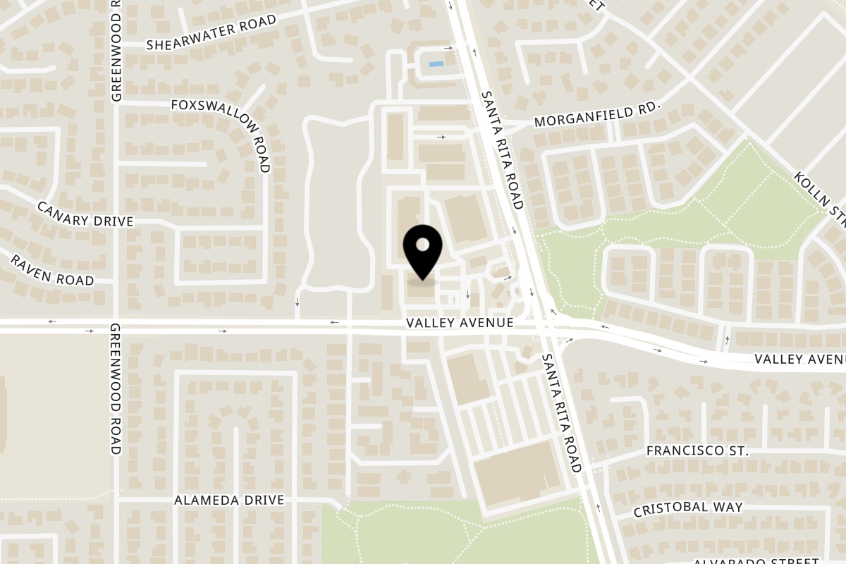 Map showing the location of Garlex Pizza & Ribs on 4301 Valley Ave Ste A in Pleasanton